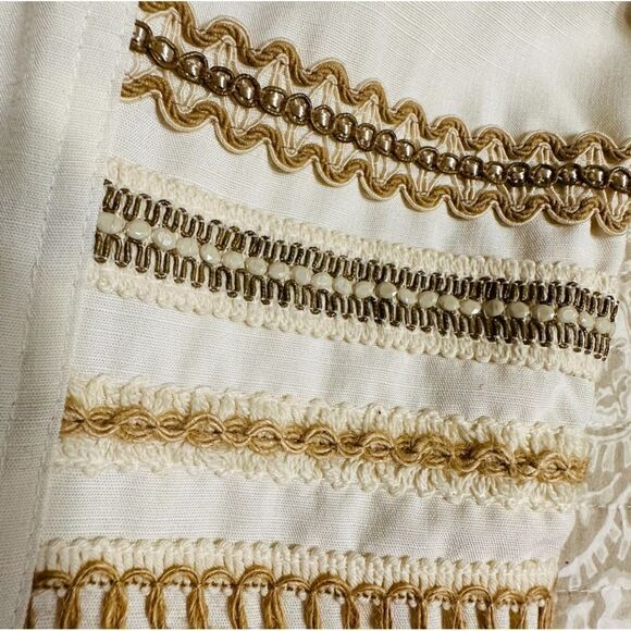 Vtg Nina K 90s cream rayon mix embroidered beaded cut out skirt suit size Small - Picture 5 of 16